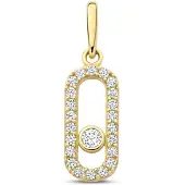 New Bling - 9NBG-0943 - 14K geelgouden hanger – ovaal design – met zirkonia
