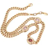 Gaya Ketting rose-goud / rosa / robijnrood
