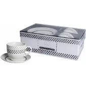 Livello Geometrische Koffiekopjes met Schotels, Set van 2, 250ml