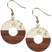 Charme Bijoux Oorbellen- Asli- Hout- Bruin- Goudkleurig- Zilver -