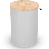 Cadro Stalen Koffiebewaarpot 1.4L met Bamboe Deksel - Grijs