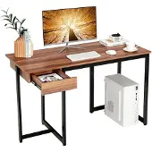 Costway Computertafel, hout, walnoot, 120 cm x 55 cm x 75 cm