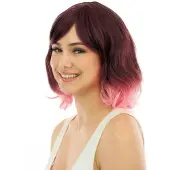 PTIT CLOWN - Luxe roze tie-dye pruik van gemiddelde lengte voor volwassenen