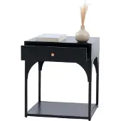 MCW Nachtkastje -O88, commode bijzettafel nachtkastje, lade metaal 50x43x41cm ~ zwart