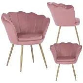 Viking Choice - Schelpstoel - velvet - comfortabel - roze, goud