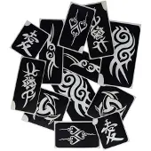 Superstar Glitter tattoo's sjablonen | 12 stuks | | tribal (zwart en wit)