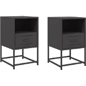 vidaXL Nachtkastjes 2 st 36x39x60,5 cm staal zwart