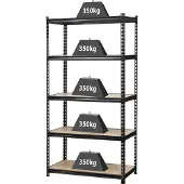 Toolcraft 1530556 Stellingkast (extra stevig) 350 kg Metaal, MDF Antraciet/zwart Hout