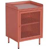 Sweeek Nachtkastje met 1 deur, metaal, industrieel Terracotta