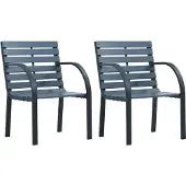 vidaXL Tuinstoelen 2 st massief vurenhout en gepoedercoat staal grijs