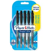 Papermate FlexGrip Ultra balpen zwart Medium 0,5 mm 5 stuks