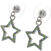 Behave - Oorbelhangers dames - Ster groen kristal - Speelse look