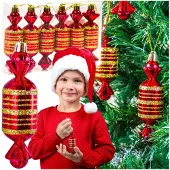 Zolta - Kerstbal Set - Cukierki Thema - Rood en Goud - Set van 6