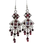 Behave - Oorhangers zilverkleur rood - Retro stijl voor avondoutfit