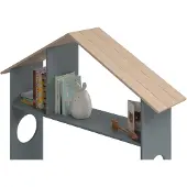 CALICOSY - Lit 90x190 cm met een hoofdbord in de vorm van een huis en planken - AMAYA