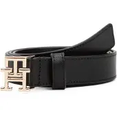 Tommy Hilfiger Riem 'TH Monogram Plaque Buckle' zwart