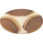 J-Line snijplank Rond - hout/epoxyhars - naturel/wit