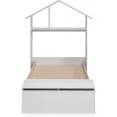 CALICOSY - Lit 90x190 cm met een hoofdbord in de vorm van een huis en planken - AMAYA
