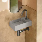 Saniclear Itsie fonteinset mat grijs met gebogen kraan in gunmetal