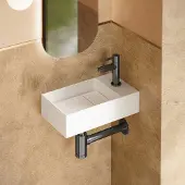 Saniclear Itsie fonteinset glans wit met rechte kraan in gunmetal