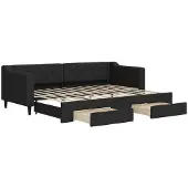 vidaXL Dagbed uitklapbaar met lades, zwart, 80x200 cm, stof