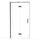 Maxaro Diamond Douchedeur | 110 cm Zwart chroom Helder glas Draaideur