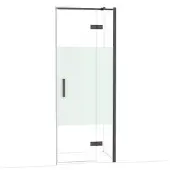 Maxaro Diamond Douchedeur | 80 cm Zwart chroom Helder met matte strook Draaideur