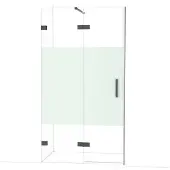 Maxaro Diamond Douchedeur | 110 cm Zwart chroom Helder met matte strook Draaideur