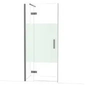 Maxaro Diamond Douchedeur | 90 cm Zwart metaal Helder met matte strook Draaideur