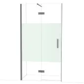 Maxaro Diamond Douchedeur | 110 cm Zwart metaal Helder met matte strook Draaideur