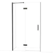Maxaro Diamond Douchedeur | 120 cm Zwart chroom Helder glas Draaideur