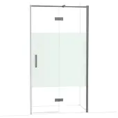 Maxaro Diamond Douchedeur | 110 cm Zwart metaal Helder met matte strook Draaideur