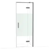 Maxaro Diamond Douchedeur | 80 cm Zwart metaal Helder met matte strook Draaideur