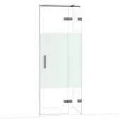Maxaro Diamond Douchedeur | 80 cm Zwart metaal Helder met matte strook Draaideur