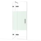 Maxaro Diamond Douchedeur | 80 cm Zwart metaal Helder met matte strook Draaideur