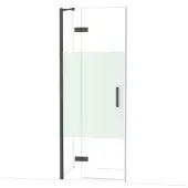 Maxaro Diamond Douchedeur | 80 cm Zwart chroom Helder met matte strook Draaideur