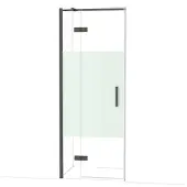 Maxaro Diamond Douchedeur | 80 cm Zwart chroom Helder met matte strook Draaideur