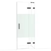 Maxaro Diamond Douchedeur | 80 cm Zwart chroom Helder met matte strook Draaideur