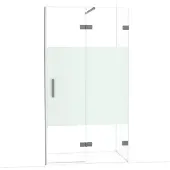 Maxaro Diamond Douchedeur | 110 cm Zwart metaal Helder met matte strook Draaideur