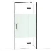 Maxaro Diamond Douchedeur | 100 cm Zwart chroom Helder met matte strook Draaideur