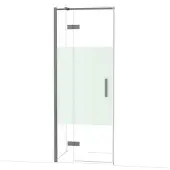 Maxaro Diamond Douchedeur | 80 cm Zwart metaal Helder met matte strook Draaideur