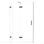 Maxaro Diamond Douchedeur | 120 cm Zwart chroom Helder glas Draaideur