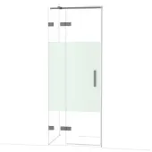 Maxaro Diamond Douchedeur | 80 cm Zwart metaal Helder met matte strook Draaideur