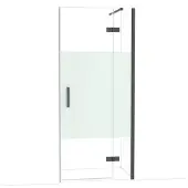 Maxaro Diamond Douchedeur | 90 cm Zwart chroom Helder met matte strook Draaideur