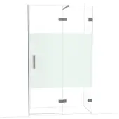 Maxaro Diamond Douchedeur | 120 cm Zwart metaal Helder met matte strook Draaideur