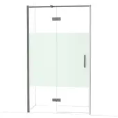 Maxaro Diamond Douchedeur | 120 cm Zwart metaal Helder met matte strook Draaideur