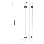 Maxaro Diamond Douchedeur | 100 cm Zwart chroom Helder glas Draaideur