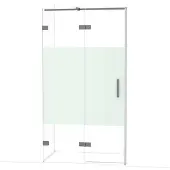 Maxaro Diamond Douchedeur | 110 cm Zwart metaal Helder met matte strook Draaideur