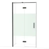 Maxaro Diamond Douchedeur | 110 cm Zwart chroom Helder met matte strook Draaideur