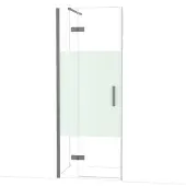 Maxaro Diamond Douchedeur | 80 cm Zwart metaal Helder met matte strook Draaideur